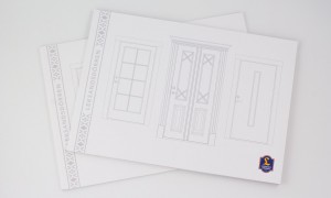 Omslag av Leksandsdörrens katalog. Grafisk design av Magnus Sjöberg Design